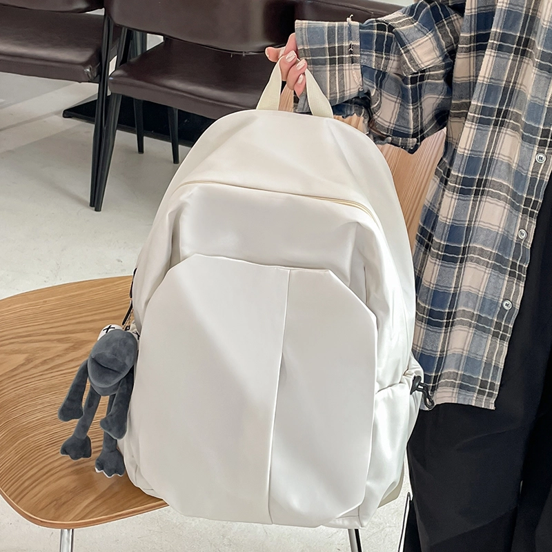 普乐威 原创设计简约休闲百搭纯色电脑背包大学高中书包森系校园 尼龙 双肩包 常规 男女同款情侣款 多色