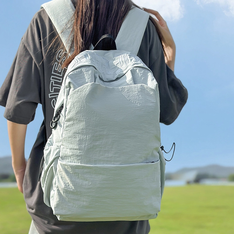 普乐威 纯色高级感简约通勤轻便学生 尼龙 书包背包双肩包 男女同款情侣款 多色