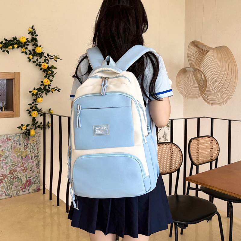 普乐威 高级感简约轻便大容量短途旅行初高中大学生上课通勤百搭 尼龙 书包双肩包背包 男女同款情侣款 多色