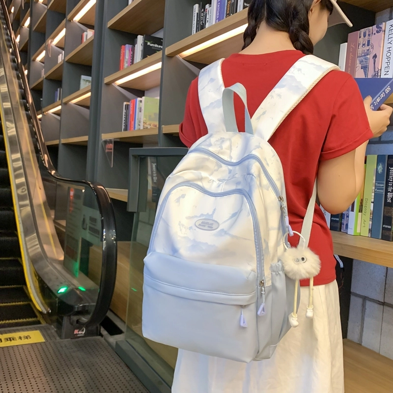 普乐威 中式高颜值扎染小众清新可爱旅游轻便大学生初高中生大容量 尼龙 双肩包 大号 女款 多色
