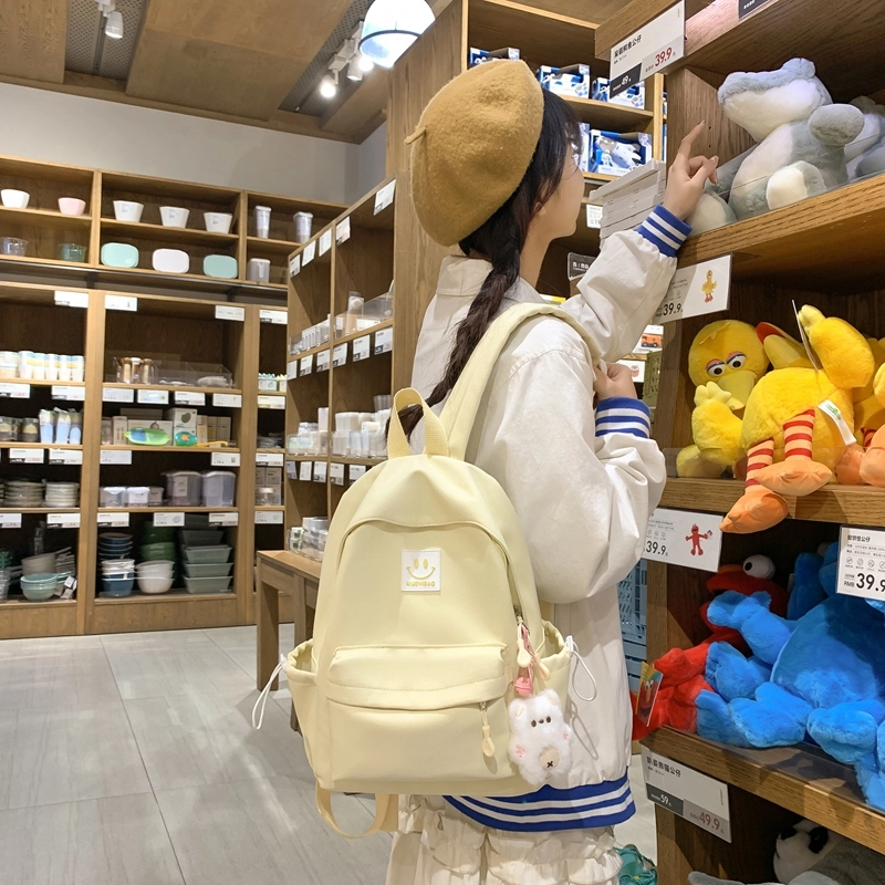 普乐威 大学生日系森系初中生高中韩版简约百搭 尼龙 双肩包 大号 男女同款情侣款 多色