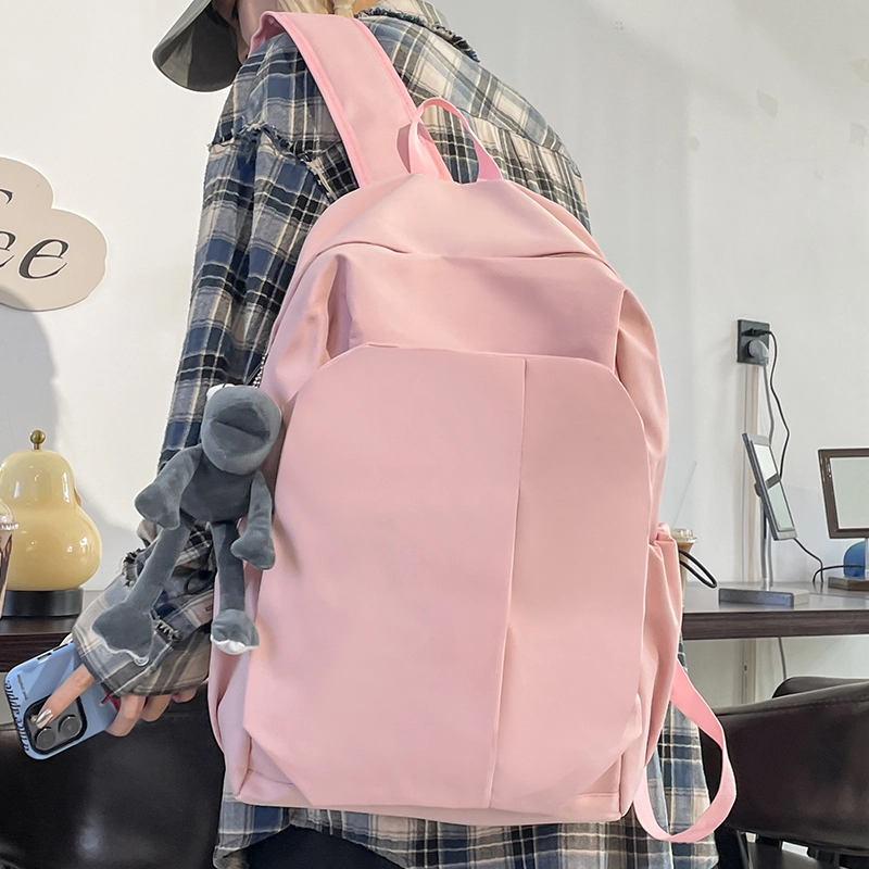 普乐威 原创设计简约休闲百搭纯色电脑背包大学高中书包森系校园 尼龙 双肩包 常规 男女同款情侣款 多色