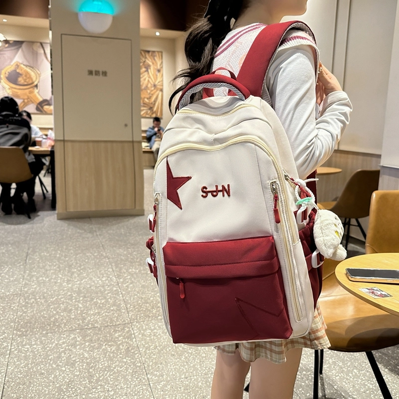 普乐威 小众高颜值大容量高中大学生初中生校园百搭小清新韩国森系 尼龙 双肩包 男女同款情侣款 多色