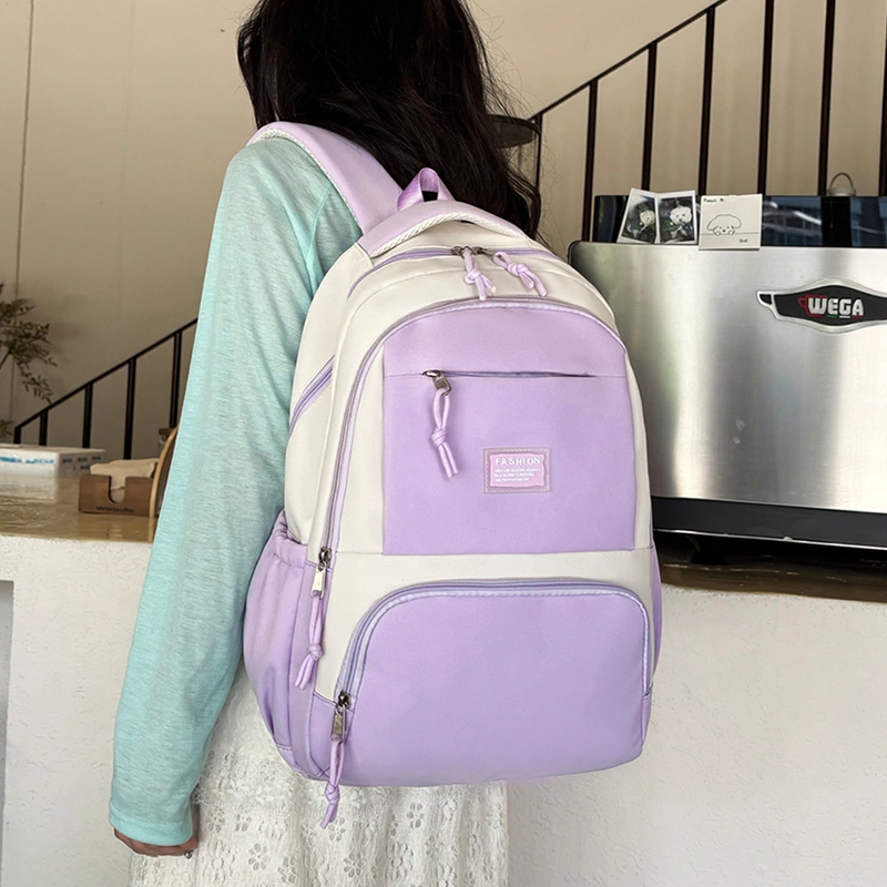 普乐威 高级感简约轻便大容量短途旅行初高中大学生上课通勤百搭 尼龙 书包双肩包背包 男女同款情侣款 多色