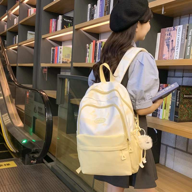 普乐威 中式高颜值扎染小众清新可爱旅游轻便大学生初高中生大容量 尼龙 双肩包 大号 女款 多色