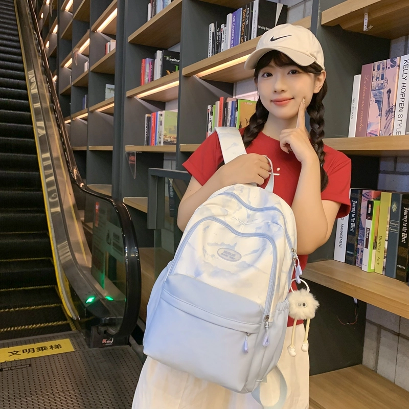 普乐威 中式高颜值扎染小众清新可爱旅游轻便大学生初高中生大容量 尼龙 双肩包 大号 女款 多色