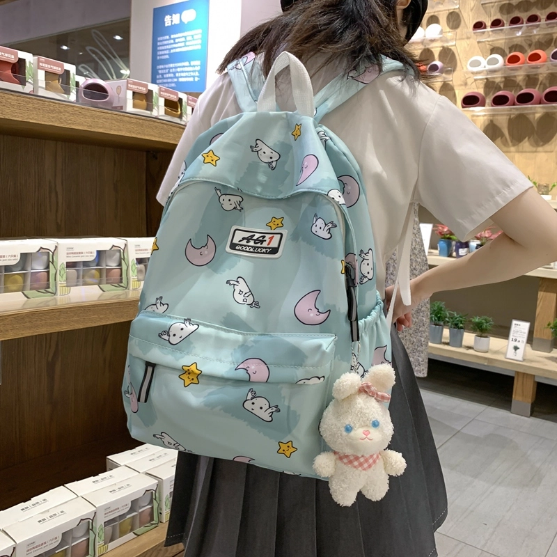 普乐威 可爱卡通甜美高颜值小众设计大容量上课通勤百搭 尼龙 双肩包 女款 多色