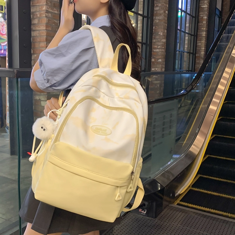 普乐威 中式高颜值扎染小众清新可爱旅游轻便大学生初高中生大容量 尼龙 双肩包 大号 女款 多色