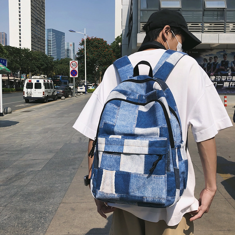 普乐威 小众设计格子撞色百搭轻便 尼龙 双肩包 男女同款情侣款 黑色/卡其色/蓝色