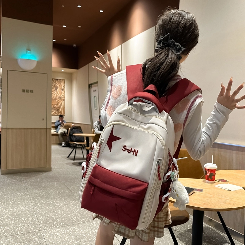 普乐威 小众高颜值大容量高中大学生初中生校园百搭小清新韩国森系 尼龙 双肩包 男女同款情侣款 多色