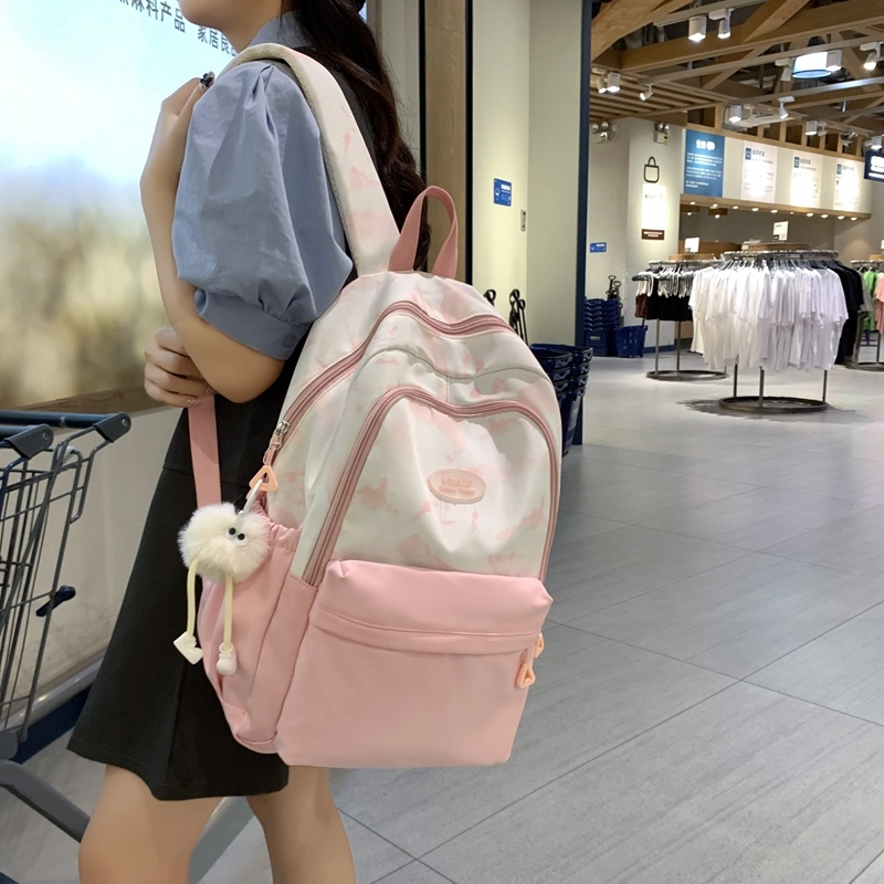 普乐威 中式高颜值扎染小众清新可爱旅游轻便大学生初高中生大容量 尼龙 双肩包 大号 女款 多色