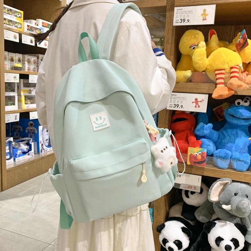 普乐威 大学生日系森系初中生高中韩版简约百搭 尼龙 双肩包 大号 男女同款情侣款 多色