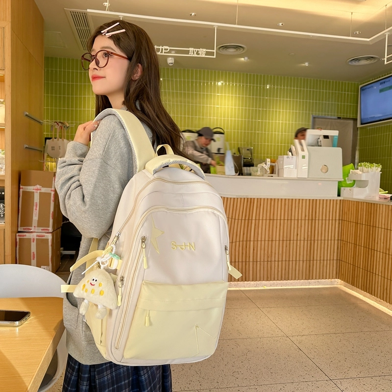 普乐威 小众高颜值大容量高中大学生初中生校园百搭小清新韩国森系 尼龙 双肩包 男女同款情侣款 多色