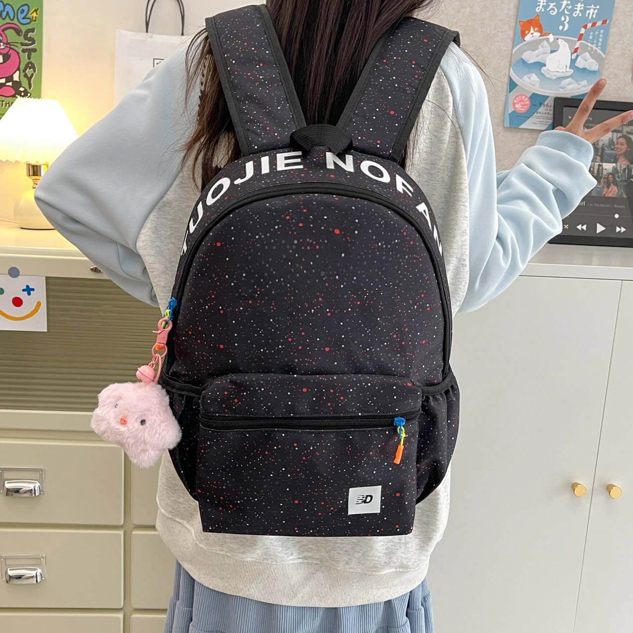 普乐威 高颜值简约休闲百搭书包小众设计可爱包包大学生初高中 尼龙 双肩包 常规 男女同款情侣款 多色