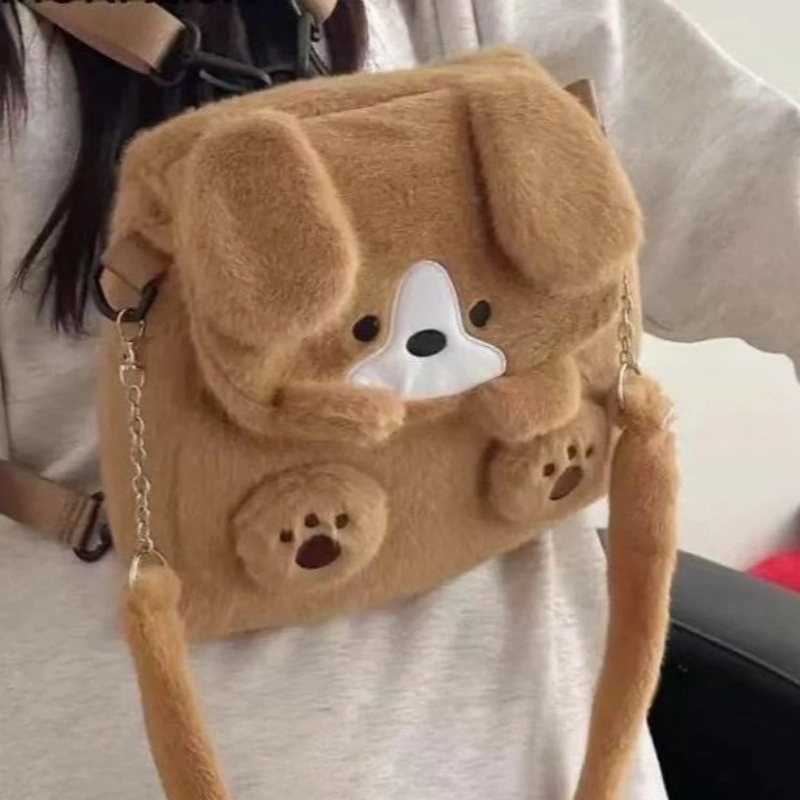 普乐威 可爱动物时尚潮流 毛绒 双肩包 常规 女款 多色
