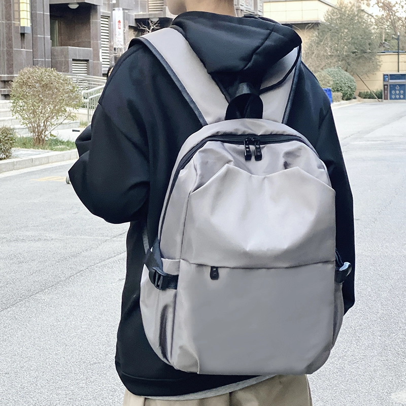 普乐威 韩版潮流时尚休闲百搭防水旅行通勤高中初中大学生书包电脑包背包 复合布 双肩包 常规 男女同款情侣款 黑色/灰色
