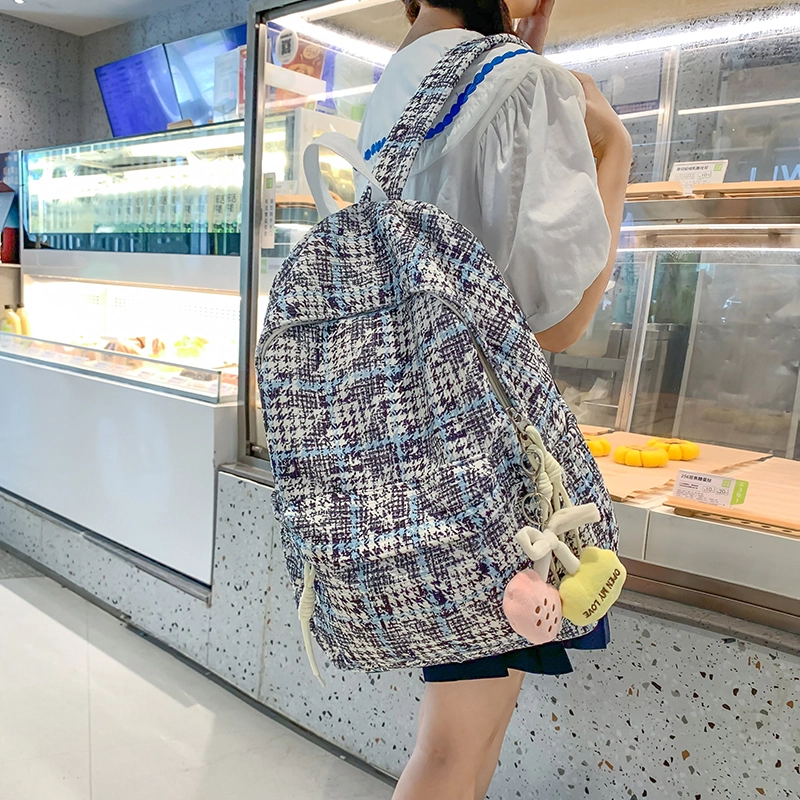 科物酷 格子日系小众可爱百搭短途旅行 尼龙 书包双肩包 常规 男女同款情侣款 多色