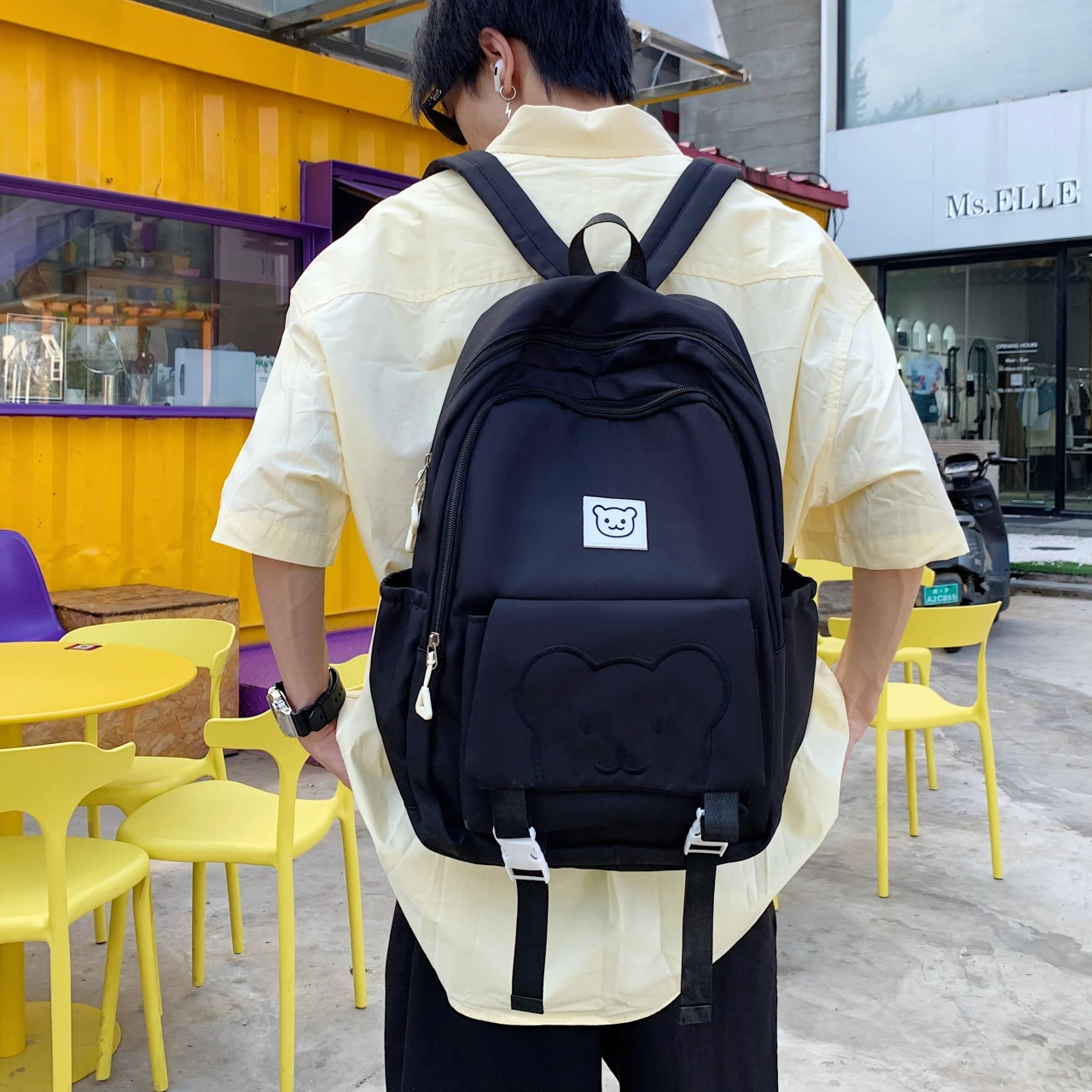 科物酷 韩版学院风高中初中可爱小熊背包 牛津布 双肩包 男女同款情侣款 多色
