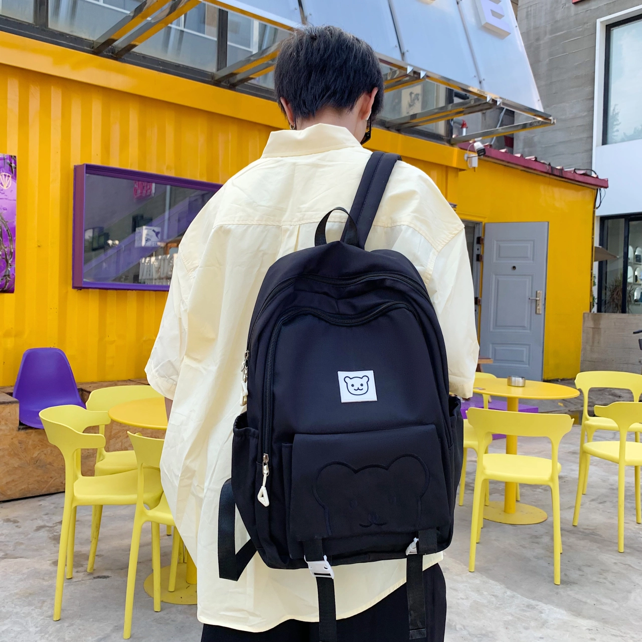 科物酷 韩版学院风高中初中可爱小熊背包 牛津布 双肩包 男女同款情侣款 多色