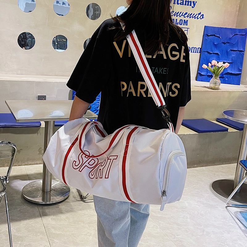 科物酷 短途旅行运动轻便百搭 尼龙布 健身包 男女同款情侣款 白色/黑色