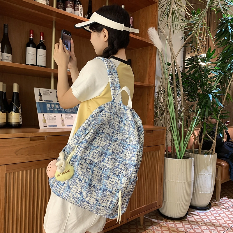科物酷 格子日系小众可爱百搭短途旅行 尼龙 书包双肩包 常规 男女同款情侣款 多色