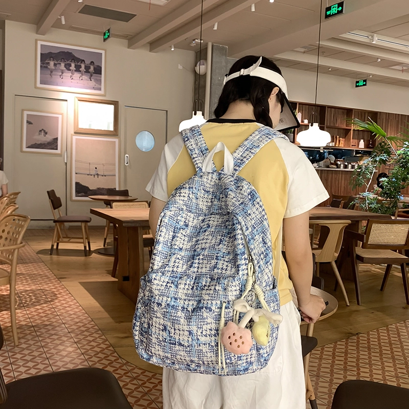 科物酷 格子日系小众可爱百搭短途旅行 尼龙 书包双肩包 常规 男女同款情侣款 多色