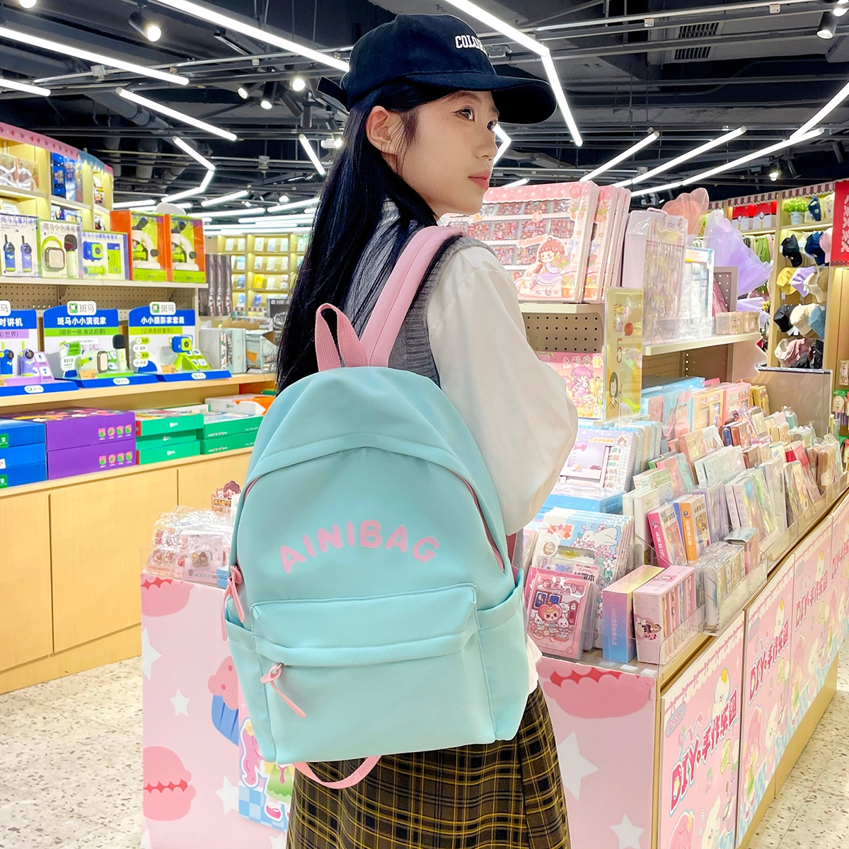 科物酷 轻便背包简约风韩版少女初中生大学生大容量休闲旅行通勤 尼龙 双肩包 男女同款情侣款 黄色/湖蓝色