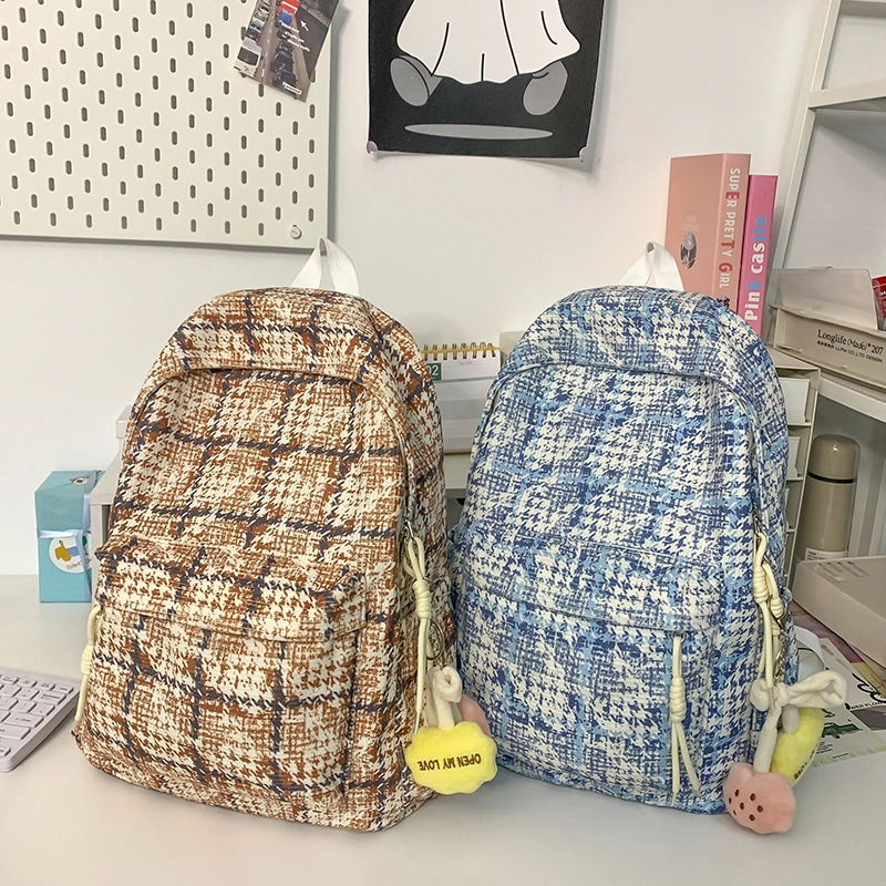 科物酷 格子日系小众可爱百搭短途旅行 尼龙 书包双肩包 常规 男女同款情侣款 多色