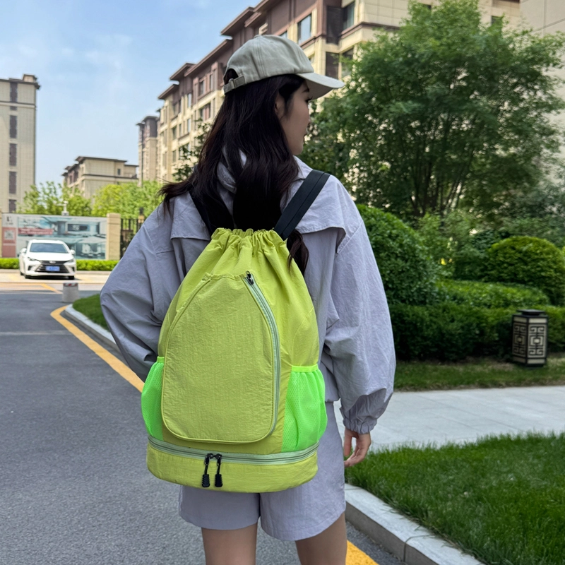 科物酷 轻便羽毛球束口袋运动包背包网球包便携球袋 牛津布 双肩包 男女同款情侣款 灰色/黑色/紫色/粉色/米白色/绿色
