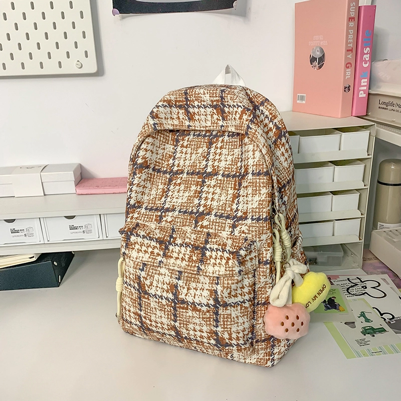 科物酷 格子日系小众可爱百搭短途旅行 尼龙 书包双肩包 常规 男女同款情侣款 多色