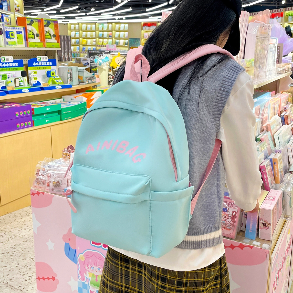 科物酷 轻便背包简约风韩版少女初中生大学生大容量休闲旅行通勤 尼龙 双肩包 男女同款情侣款 黄色/湖蓝色