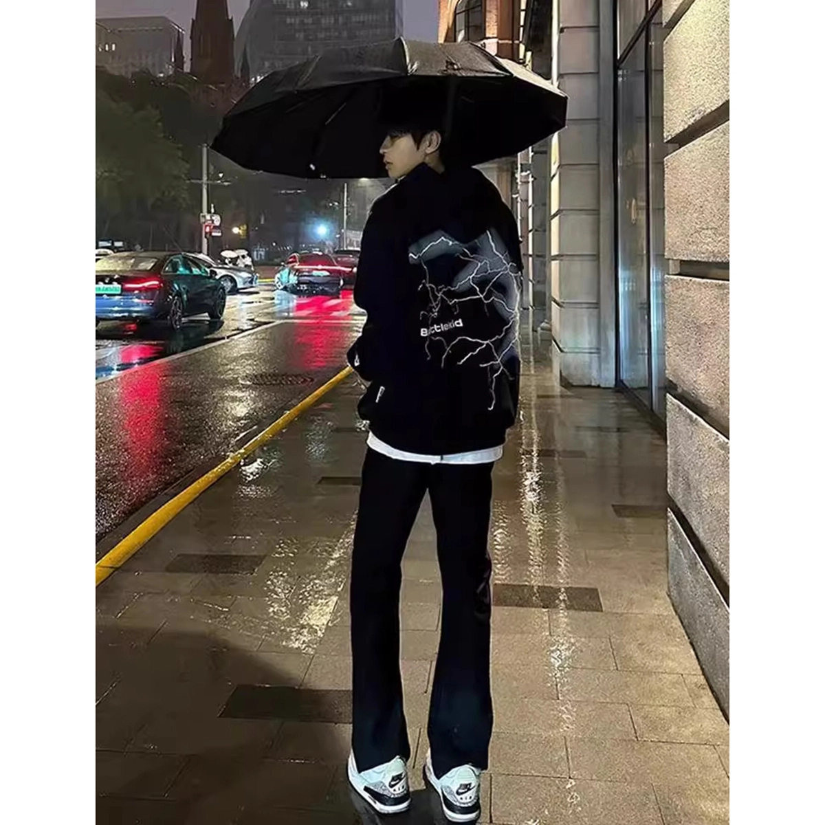 悍戈 美式高街废土风微喇 复古潮流显高显瘦百搭舒适垂感牛仔裤 男女同款