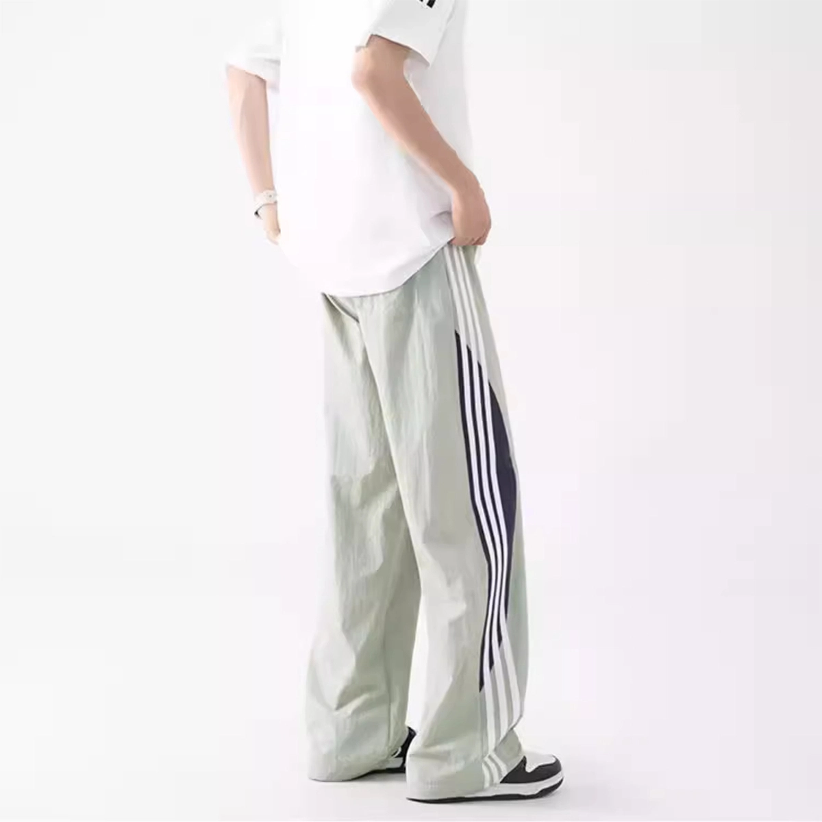 微牛 美式潮流条纹速干凉感百搭工休闲裤 男女同款
