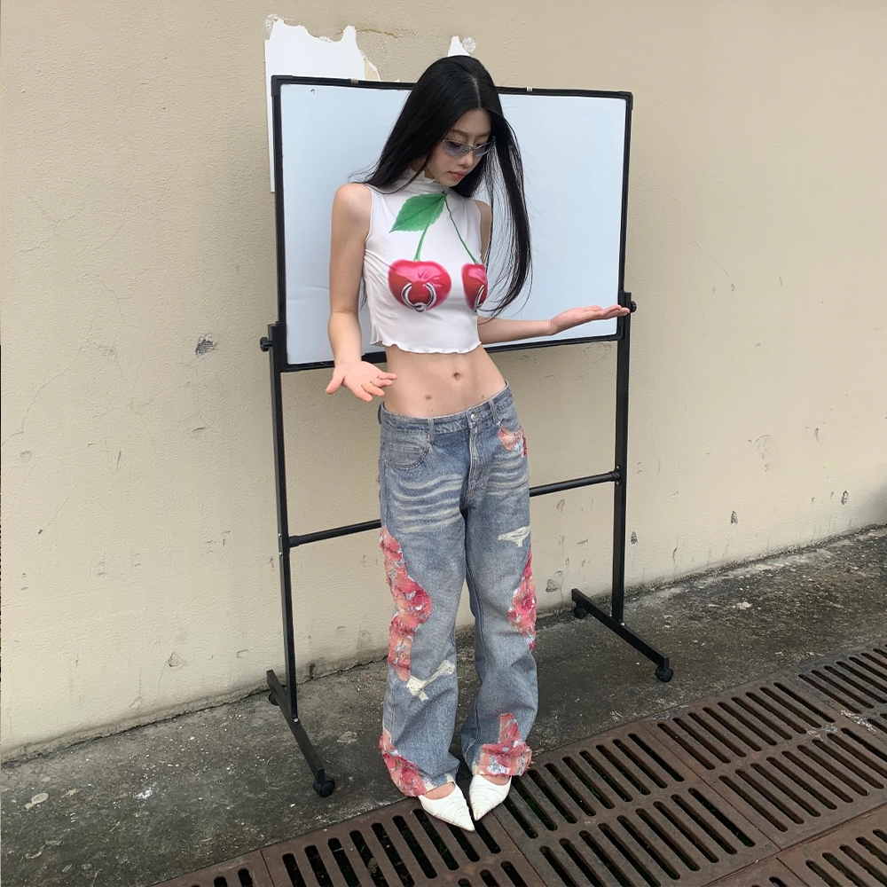 融合多种潮流的风格牛仔裤 男女同款 美式复古高街风多元素设计感宽松休闲百搭长裤