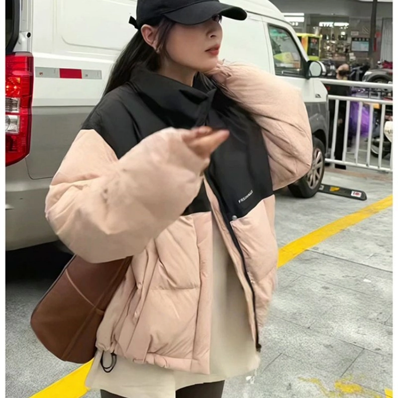 俞兆林 短款学生宽松外套简约舒适休闲保暖拼接温柔小清新棉服 女款