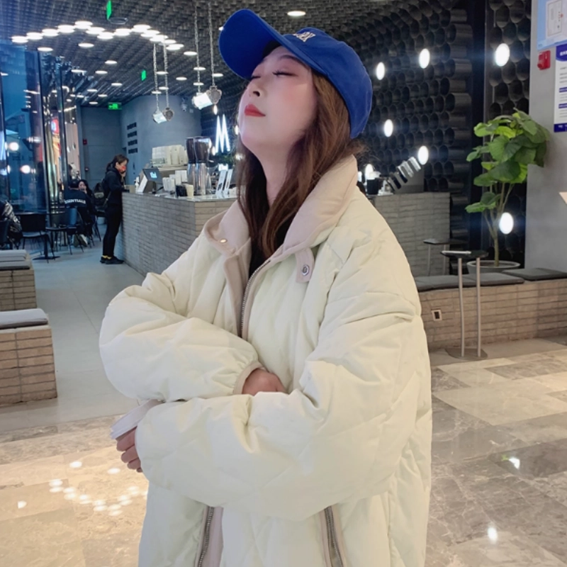 俞兆林 韩式复古时尚百搭菱格短款外套休闲潮流气质棉服 女款