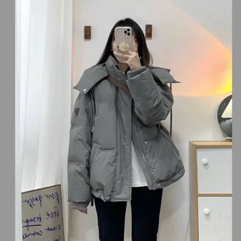 俞兆林 小众设计感连帽短款时尚韩版宽松学院风外套棉服 女款
