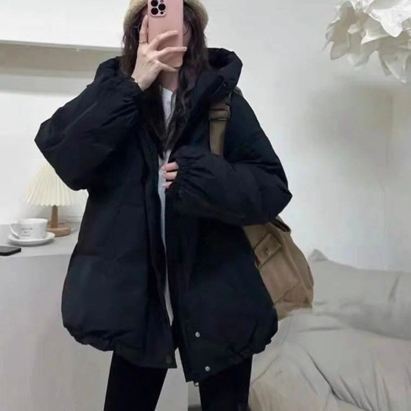 俞兆林 时尚复古甜美连帽韩系宽松简约百搭长袖外套棉服 女款