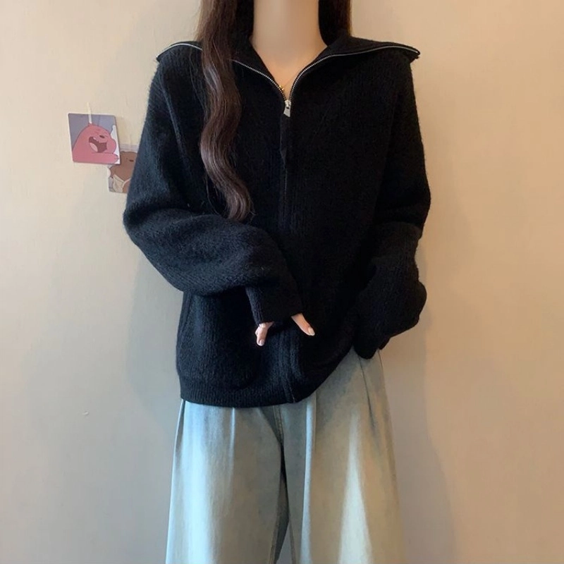 俞兆林 简约时尚休闲宽松显瘦翻领内搭上衣开衫外套针织衫 女款