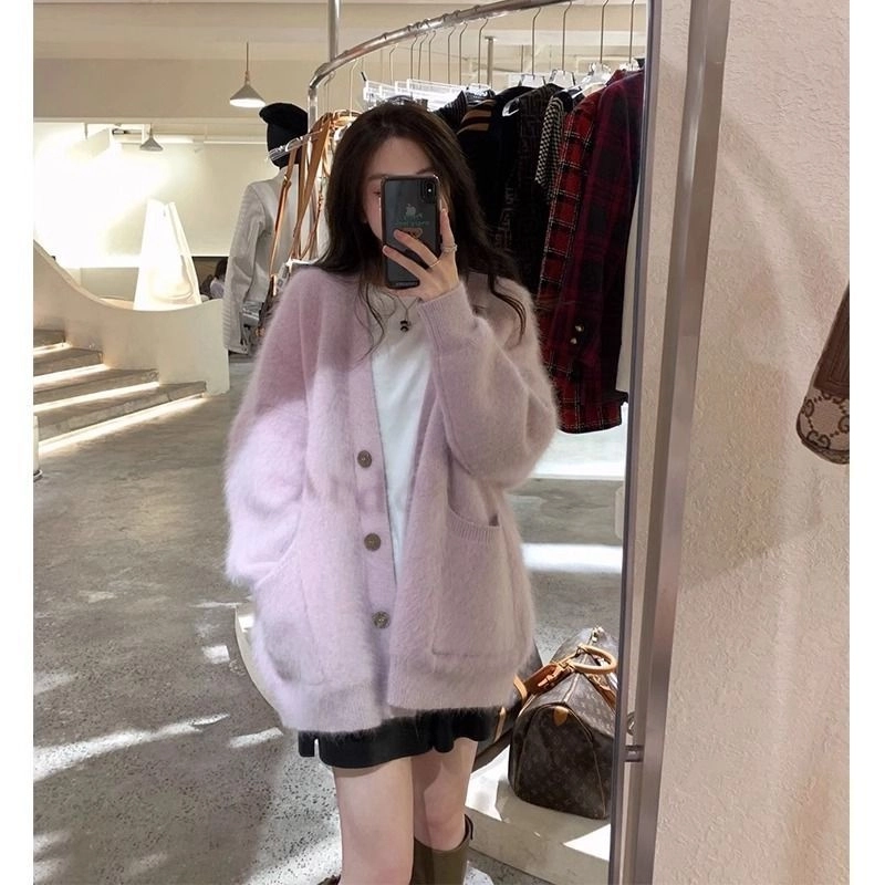 俞兆林 百搭舒适简约柔软外套开衫温柔宽松慵懒小个子针织衫 女款
