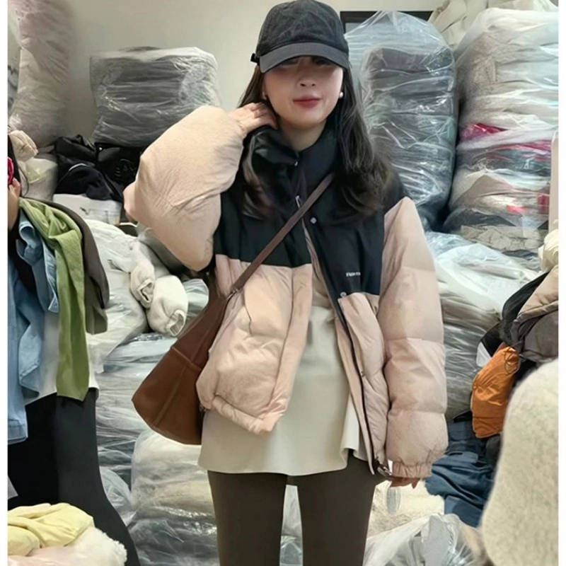 俞兆林 短款学生宽松外套简约舒适休闲保暖拼接温柔小清新棉服 女款