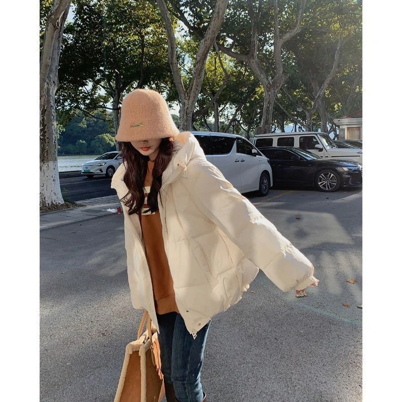 俞兆林 时尚复古甜美连帽韩系宽松简约百搭长袖外套棉服 女款