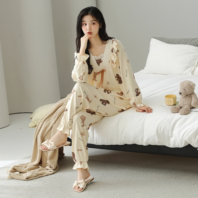 蒄趣 甜美纯棉长袖长裤家居服高级感可爱宽松舒适睡衣套装 女款