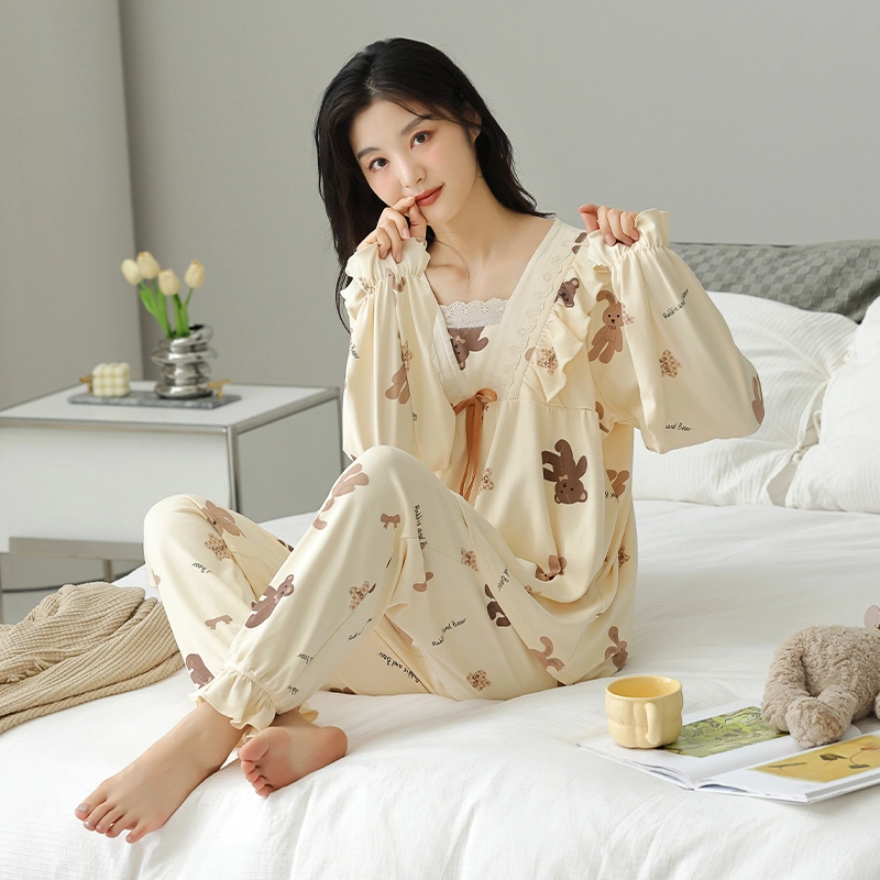 蒄趣 甜美纯棉长袖长裤家居服高级感可爱宽松舒适睡衣套装 女款