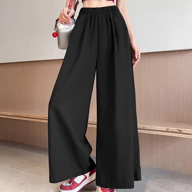 纤丝鸟 韩版时尚阔腿垂感显瘦宽松高腰透气舒适百搭休闲裤 女款