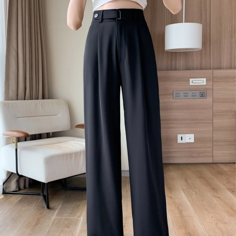 纤丝鸟 阔腿裤高腰垂感韩式简约显瘦舒适通勤休闲裤 女款