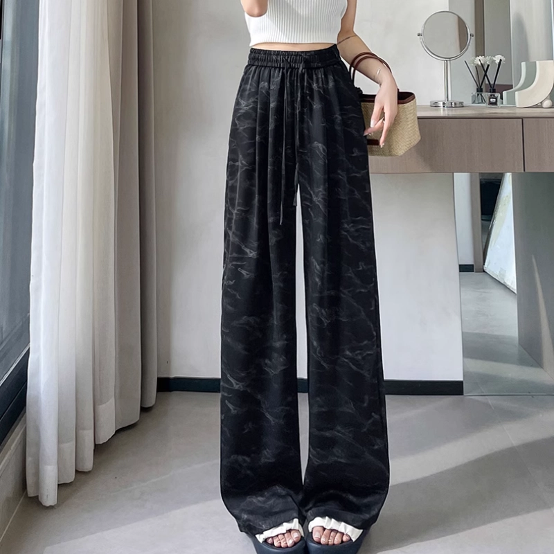 纤丝鸟 阔腿高腰垂感时尚百搭宽松休闲裤 女款
