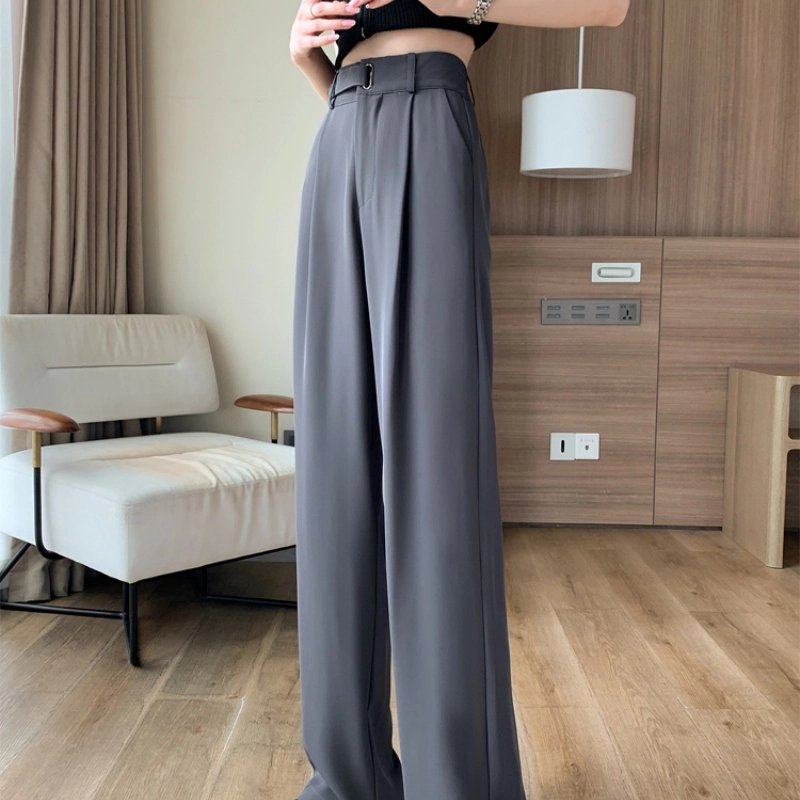纤丝鸟 阔腿裤高腰垂感韩式简约显瘦舒适通勤休闲裤 女款