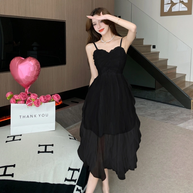 纤丝鸟 舒适时尚通勤简约百搭吊带连衣裙 女款