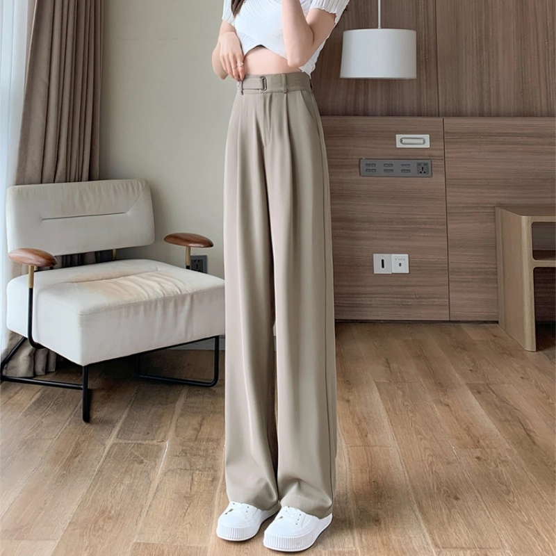 纤丝鸟 阔腿裤高腰垂感韩式简约显瘦舒适通勤休闲裤 女款